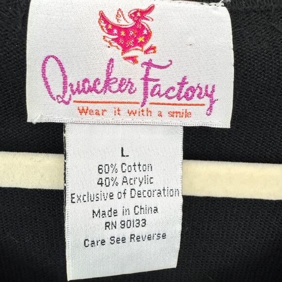 Quacker Factory Womens Knit Sweater Size L Sequin Jewel Beaded Party Black - Picture 2 of 8